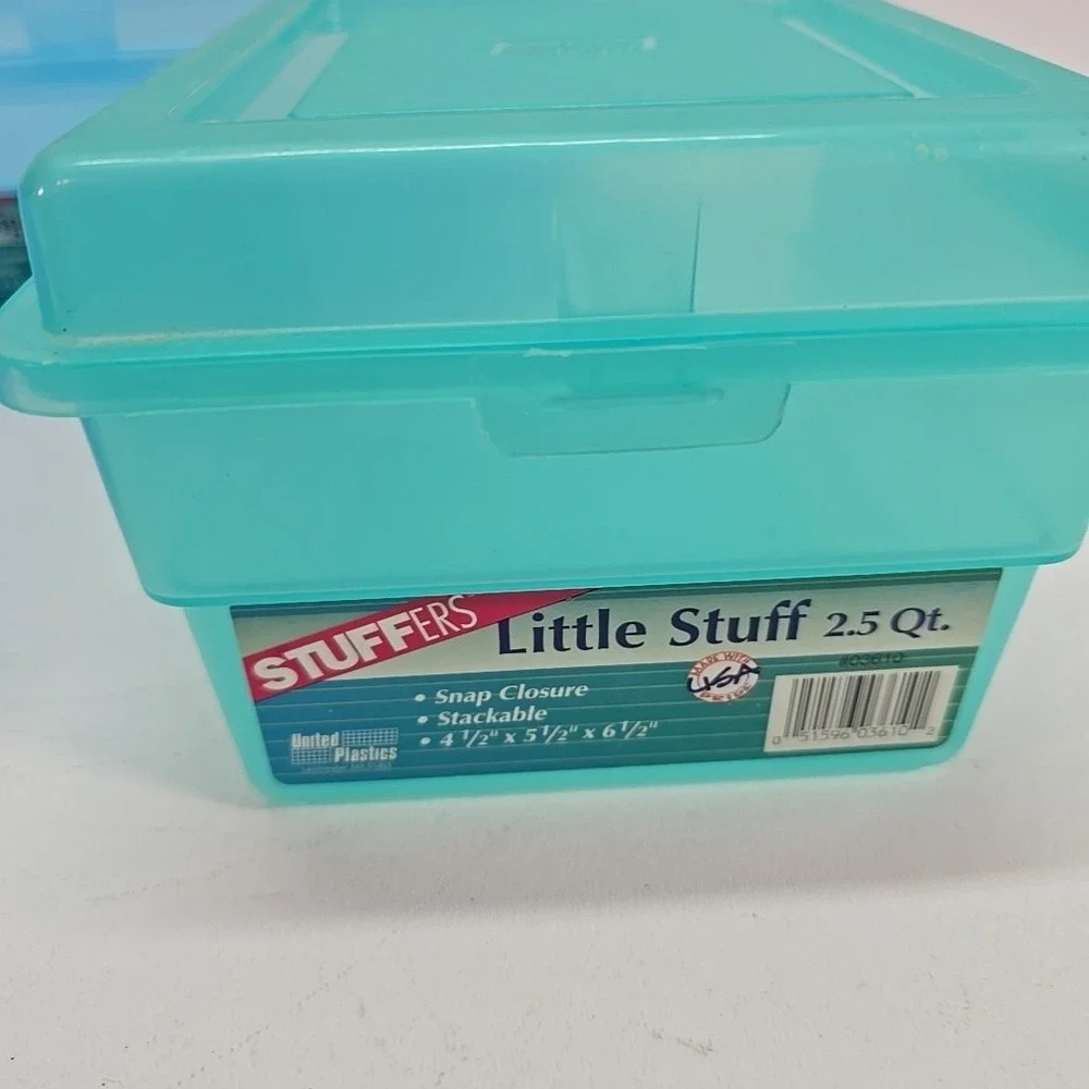 Lot Of 3 Stuffers Fliptop Stackable‎ Storage Bin Hinge Lid Plastic Container